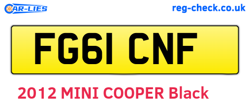 FG61CNF are the vehicle registration plates.