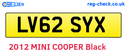 LV62SYX are the vehicle registration plates.