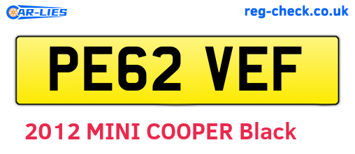 PE62VEF are the vehicle registration plates.