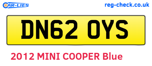 DN62OYS are the vehicle registration plates.