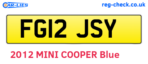 FG12JSY are the vehicle registration plates.