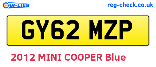 GY62MZP are the vehicle registration plates.
