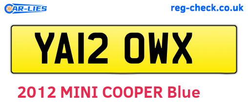 YA12OWX are the vehicle registration plates.