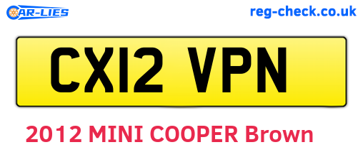 CX12VPN are the vehicle registration plates.