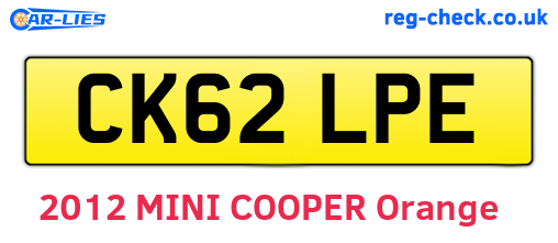 CK62LPE are the vehicle registration plates.