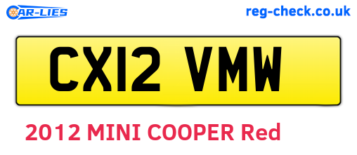 CX12VMW are the vehicle registration plates.
