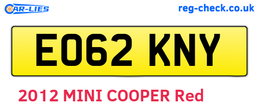 EO62KNY are the vehicle registration plates.