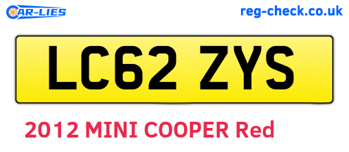 LC62ZYS are the vehicle registration plates.