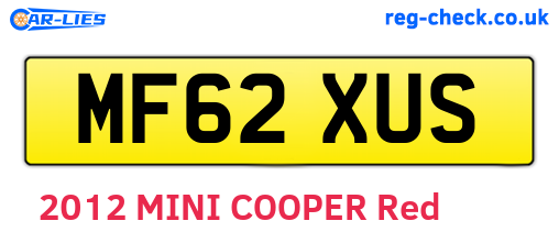 MF62XUS are the vehicle registration plates.