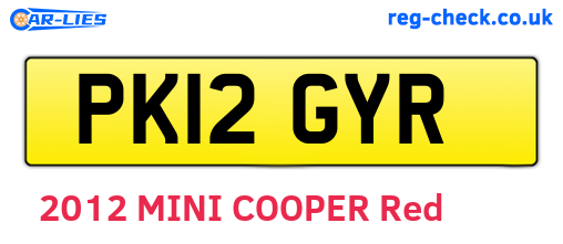 PK12GYR are the vehicle registration plates.