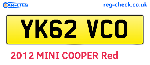 YK62VCO are the vehicle registration plates.