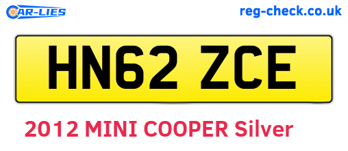 HN62ZCE are the vehicle registration plates.
