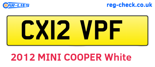 CX12VPF are the vehicle registration plates.