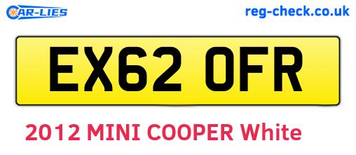 EX62OFR are the vehicle registration plates.
