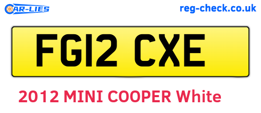 FG12CXE are the vehicle registration plates.