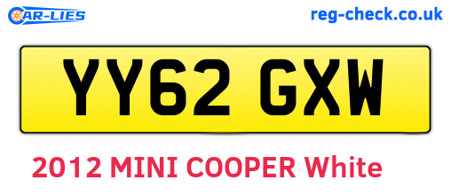 YY62GXW are the vehicle registration plates.