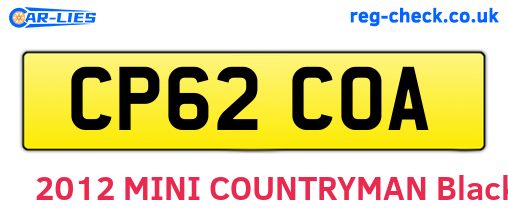 CP62COA are the vehicle registration plates.