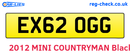EX62OGG are the vehicle registration plates.