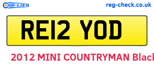 RE12YOD are the vehicle registration plates.