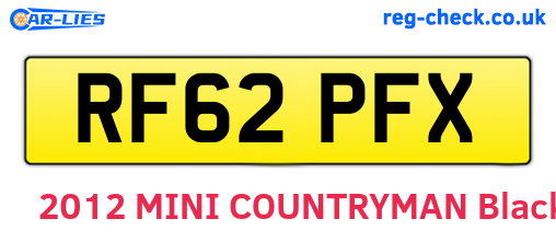 RF62PFX are the vehicle registration plates.