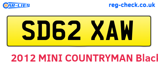 SD62XAW are the vehicle registration plates.