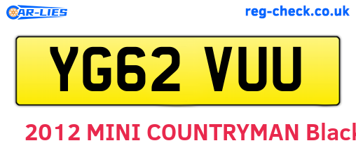 YG62VUU are the vehicle registration plates.