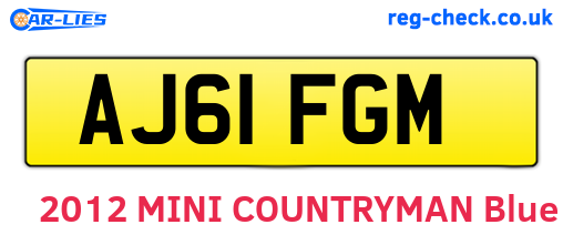 AJ61FGM are the vehicle registration plates.