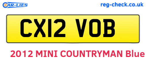 CX12VOB are the vehicle registration plates.