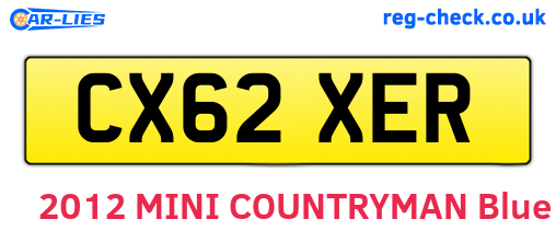 CX62XER are the vehicle registration plates.