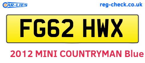 FG62HWX are the vehicle registration plates.