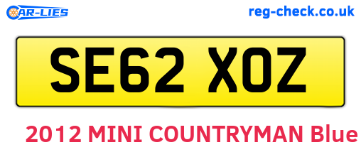 SE62XOZ are the vehicle registration plates.