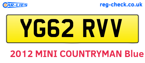 YG62RVV are the vehicle registration plates.