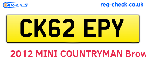 CK62EPY are the vehicle registration plates.