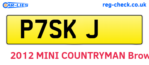 P7SKJ are the vehicle registration plates.
