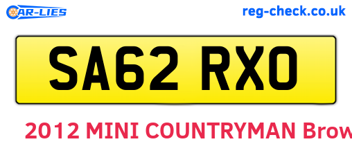 SA62RXO are the vehicle registration plates.
