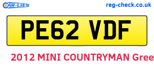 PE62VDF are the vehicle registration plates.
