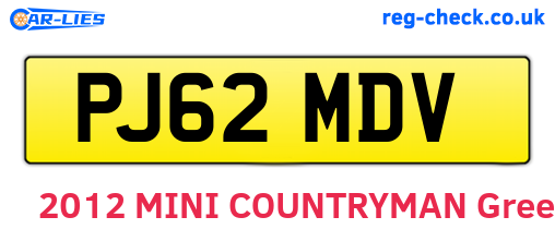 PJ62MDV are the vehicle registration plates.