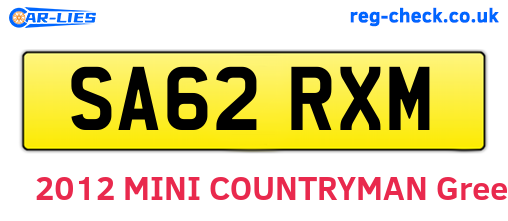 SA62RXM are the vehicle registration plates.