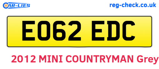 EO62EDC are the vehicle registration plates.