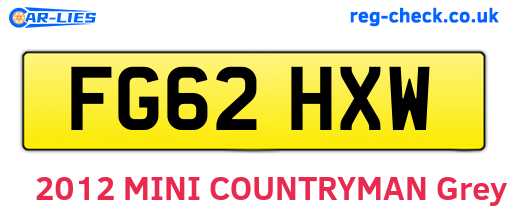 FG62HXW are the vehicle registration plates.