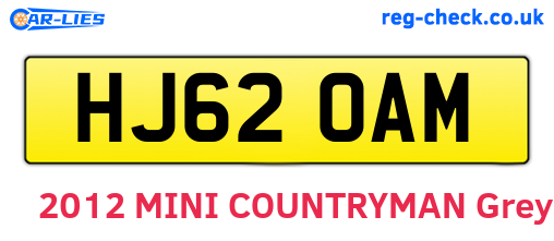 HJ62OAM are the vehicle registration plates.