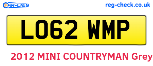 LO62WMP are the vehicle registration plates.