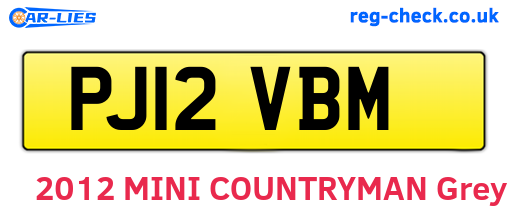 PJ12VBM are the vehicle registration plates.