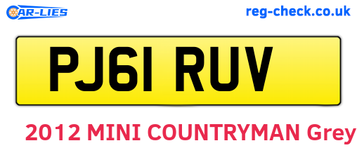 PJ61RUV are the vehicle registration plates.
