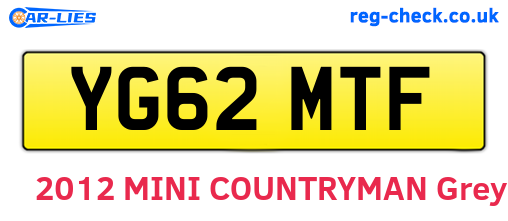 YG62MTF are the vehicle registration plates.