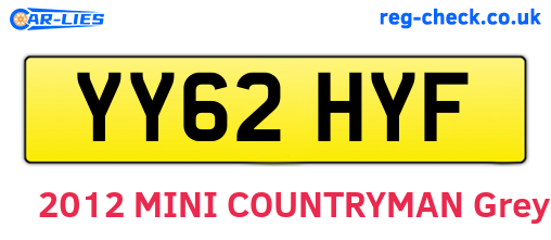 YY62HYF are the vehicle registration plates.
