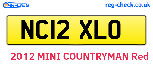 NC12XLO are the vehicle registration plates.