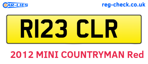 R123CLR are the vehicle registration plates.