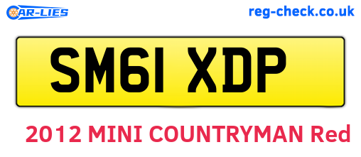 SM61XDP are the vehicle registration plates.