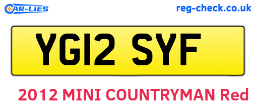 YG12SYF are the vehicle registration plates.